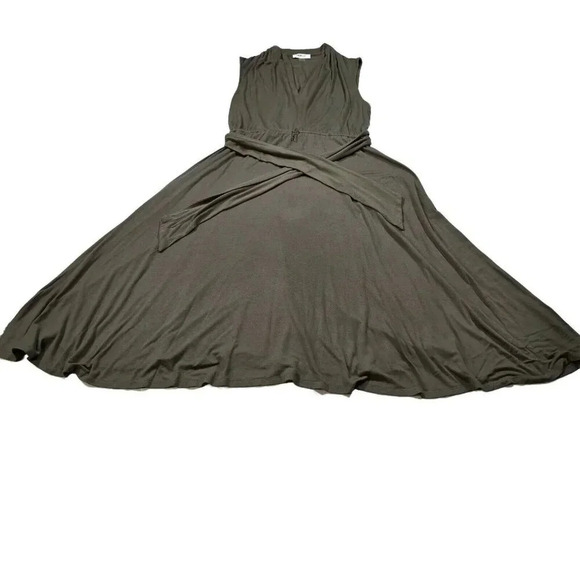 Calvin Klein Midi Dress Green  Sleeveless V-Neck Size 10 Tie Waist - Picture 7 of 16